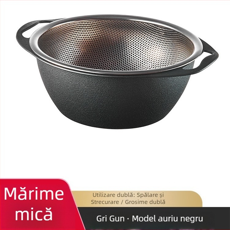 Coș de scurgere din oțel inoxidabil pentru bucătărie — multifuncțional, pentru spălat orez, clătire fructe și legume, depozitare