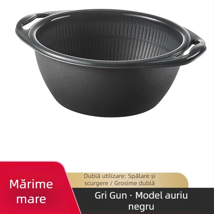 Coș de scurgere din oțel inoxidabil pentru bucătărie — multifuncțional, pentru spălat orez, clătire fructe și legume, depozitare