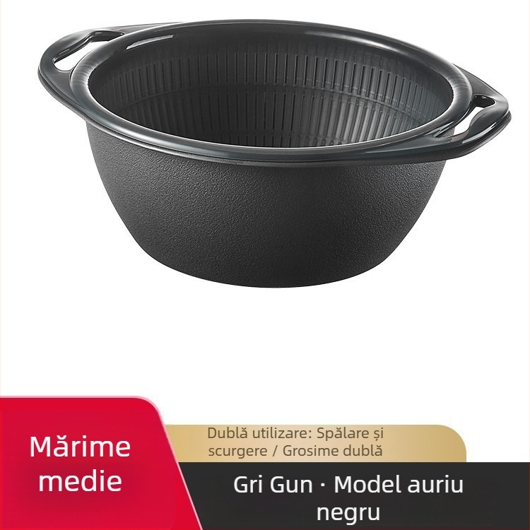 Coș de scurgere din oțel inoxidabil pentru bucătărie — multifuncțional, pentru spălat orez, clătire fructe și legume, depozitare