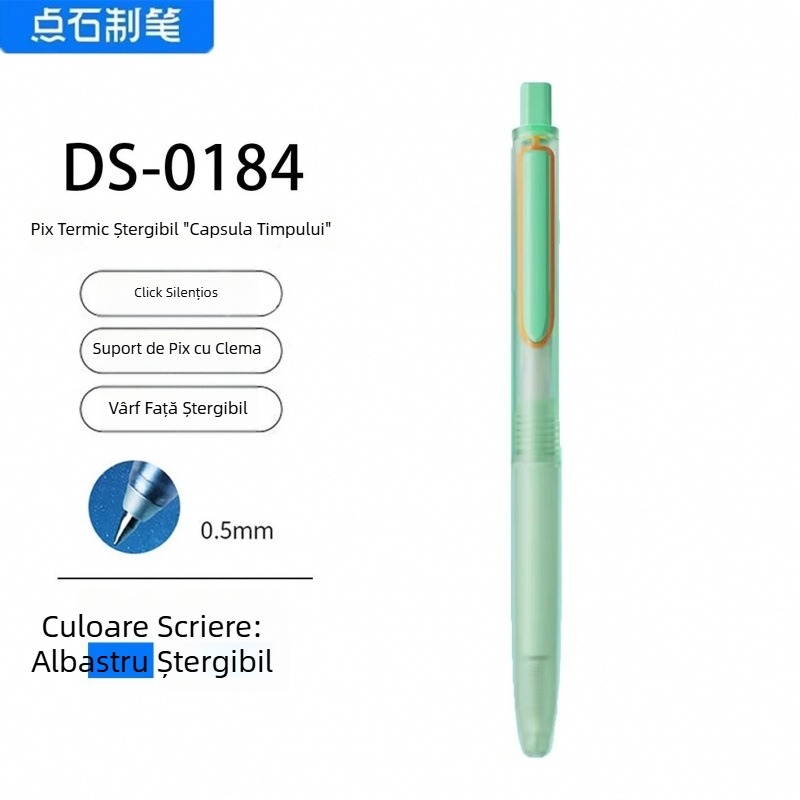 Touchstone Time Capsule stilou gel termic ștergibil, mecanism silențios de apăsare, 0,5 mm cerneală albastru-cristal închis