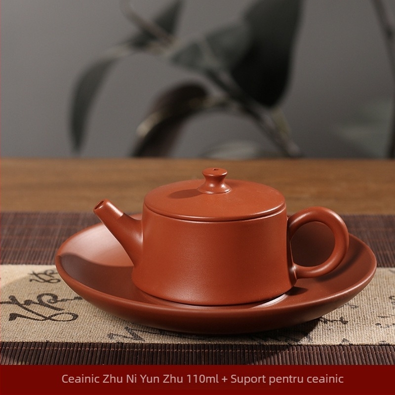 Ceainic din lut roșu, capacitate 110 ml, gură largă, design stâlp de nori, Gongfu stil