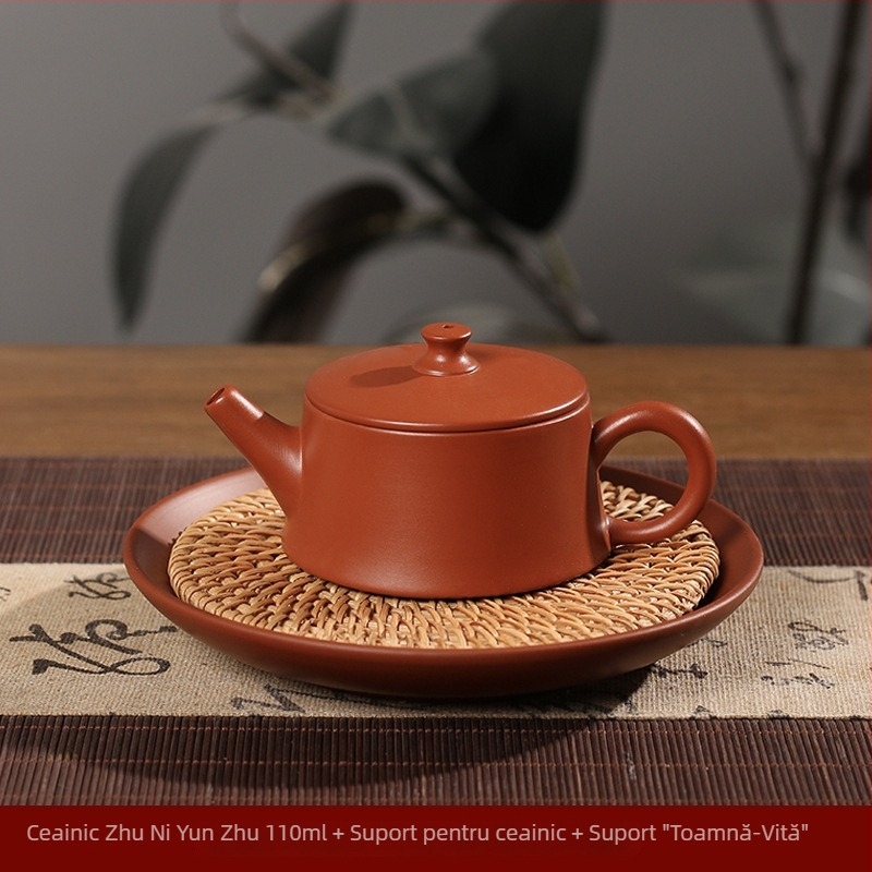 Ceainic din lut roșu, capacitate 110 ml, gură largă, design stâlp de nori, Gongfu stil