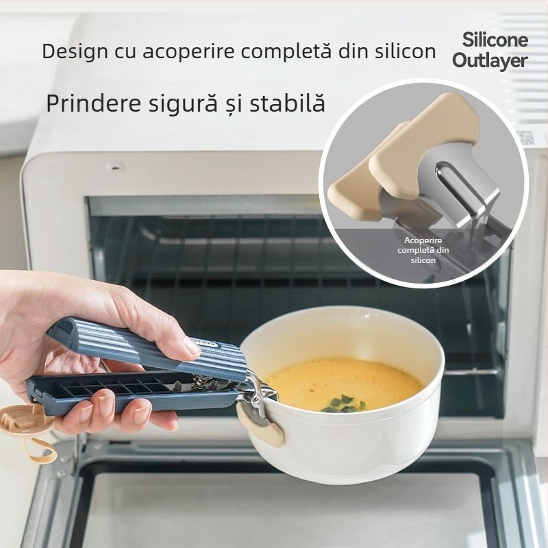 Clip din silicon rezistent la temperatură, pentru vase fierbinți și aburirea legumelor; material alimentar.