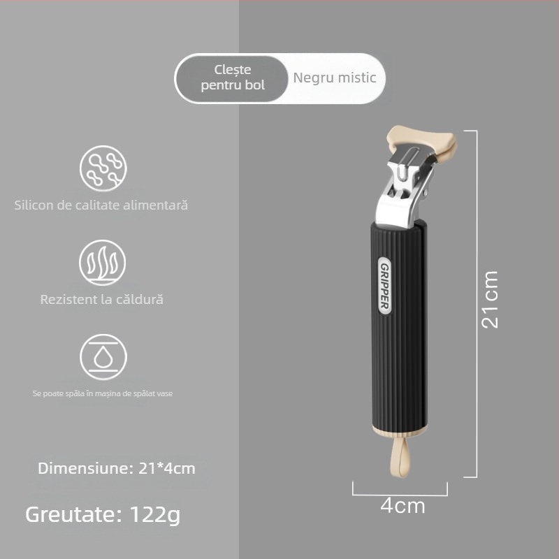 Clip din silicon rezistent la temperatură, pentru vase fierbinți și aburirea legumelor; material alimentar.