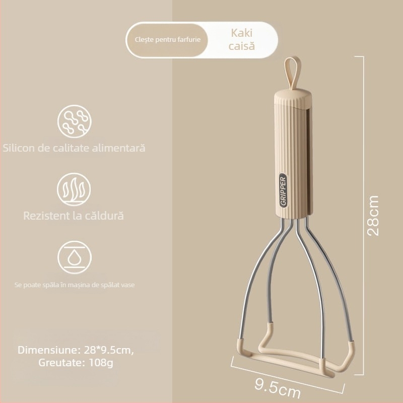 Clip din silicon rezistent la temperatură, pentru vase fierbinți și aburirea legumelor; material alimentar.