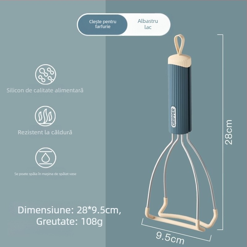 Clip din silicon rezistent la temperatură, pentru vase fierbinți și aburirea legumelor; material alimentar.