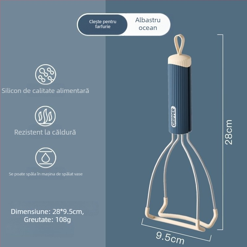 Clip din silicon rezistent la temperatură, pentru vase fierbinți și aburirea legumelor; material alimentar.