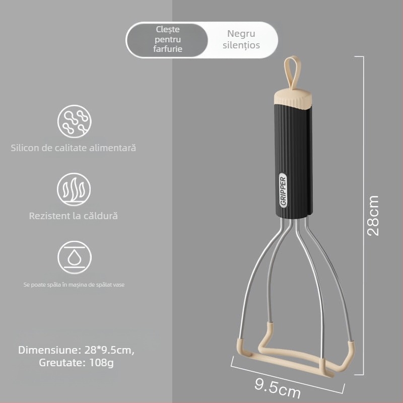 Clip din silicon rezistent la temperatură, pentru vase fierbinți și aburirea legumelor; material alimentar.