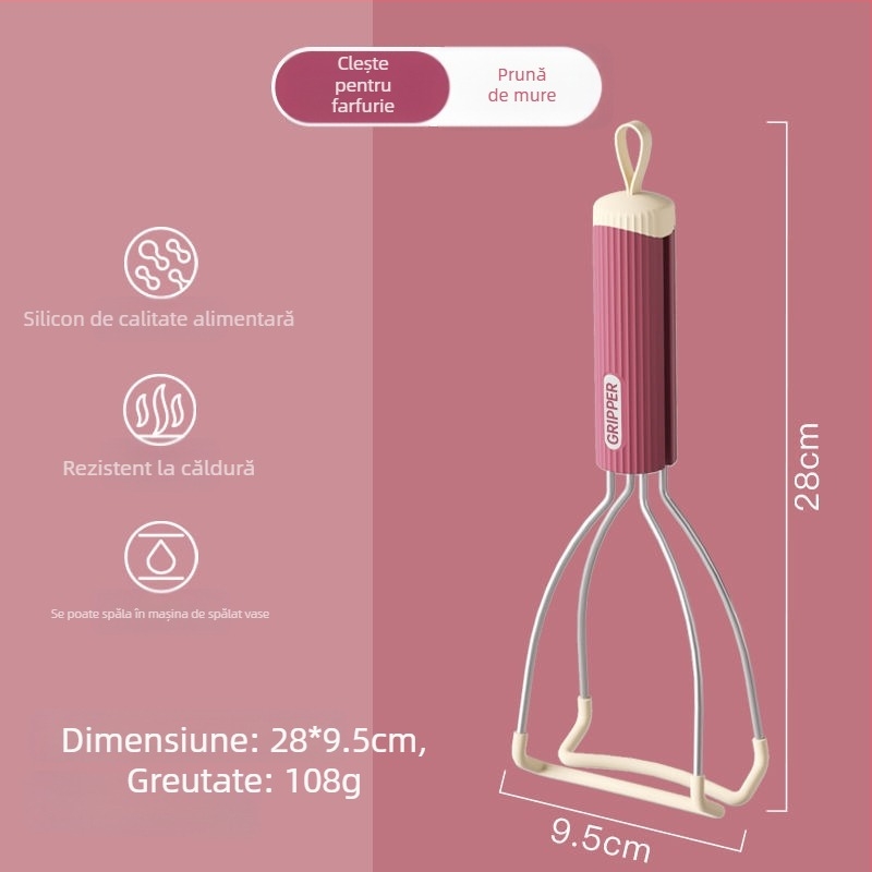Clip din silicon rezistent la temperatură, pentru vase fierbinți și aburirea legumelor; material alimentar.