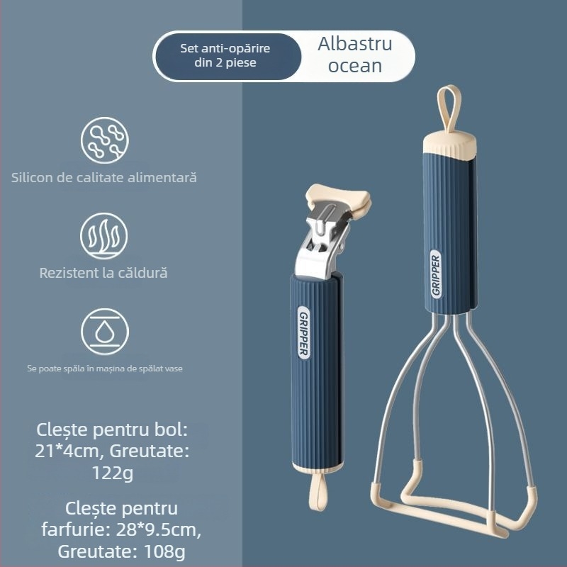 Clip din silicon rezistent la temperatură, pentru vase fierbinți și aburirea legumelor; material alimentar.