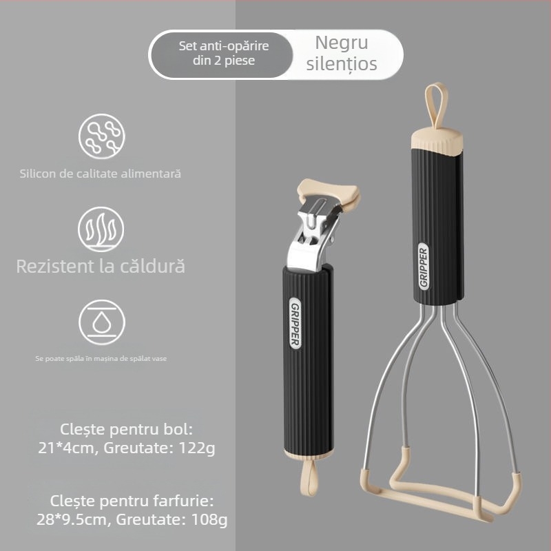 Clip din silicon rezistent la temperatură, pentru vase fierbinți și aburirea legumelor; material alimentar.