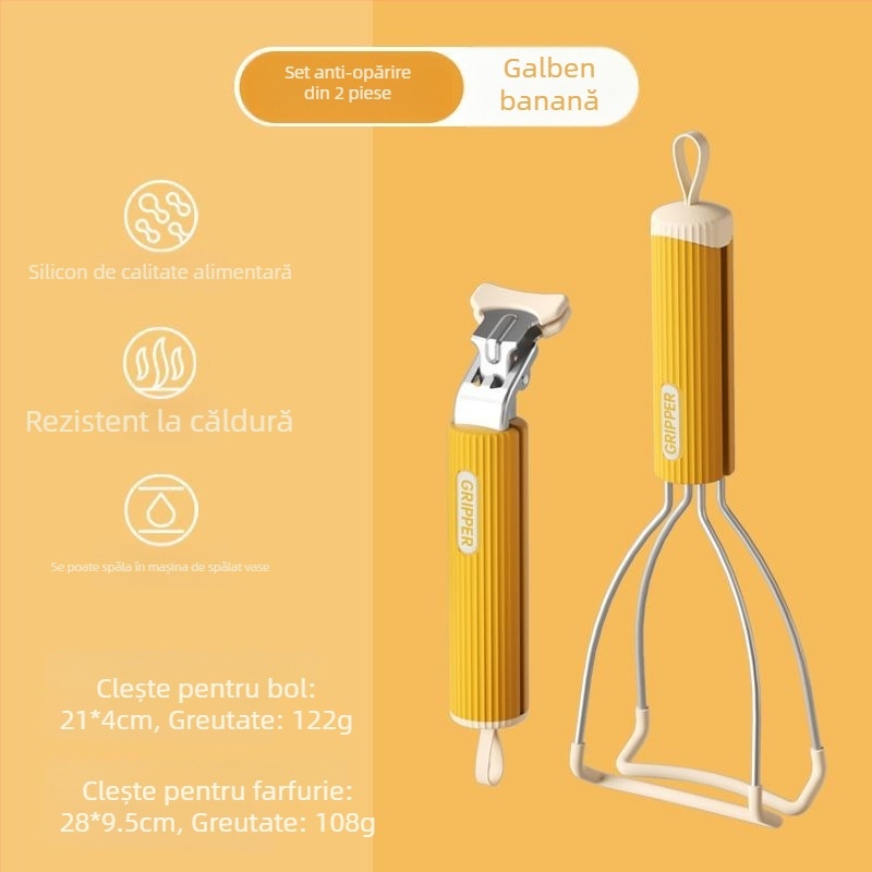 Clip din silicon rezistent la temperatură, pentru vase fierbinți și aburirea legumelor; material alimentar.