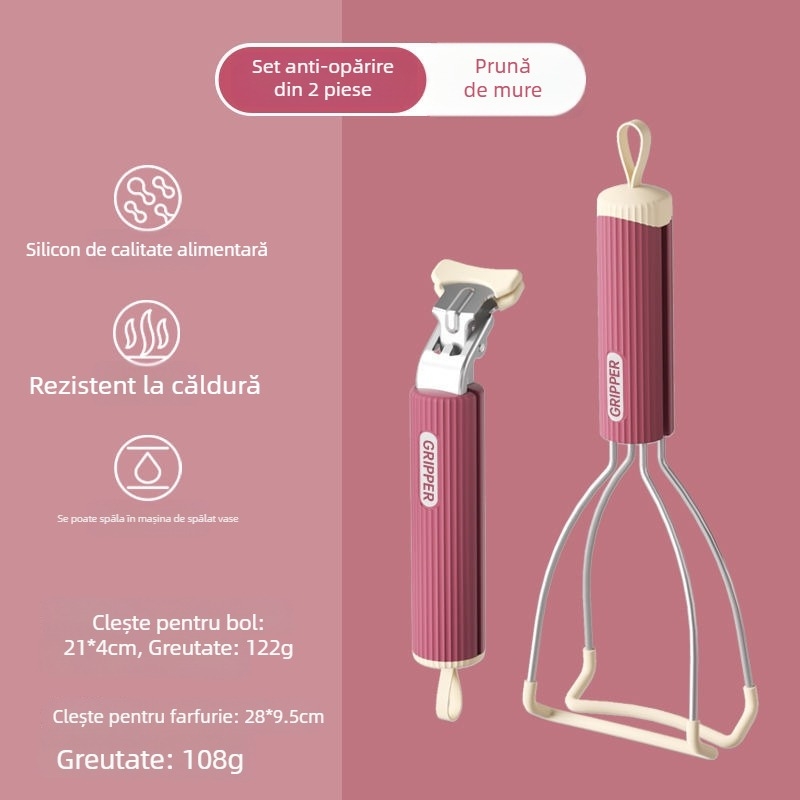 Clip din silicon rezistent la temperatură, pentru vase fierbinți și aburirea legumelor; material alimentar.
