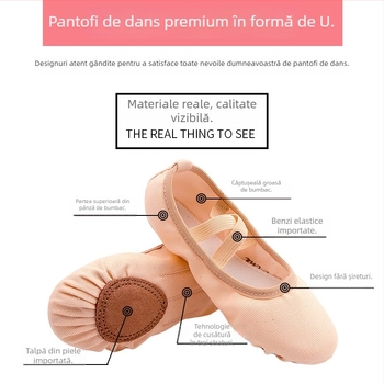 Pantofi de dans pentru copii, talpă moale, din pânză, pentru balet și dans modern