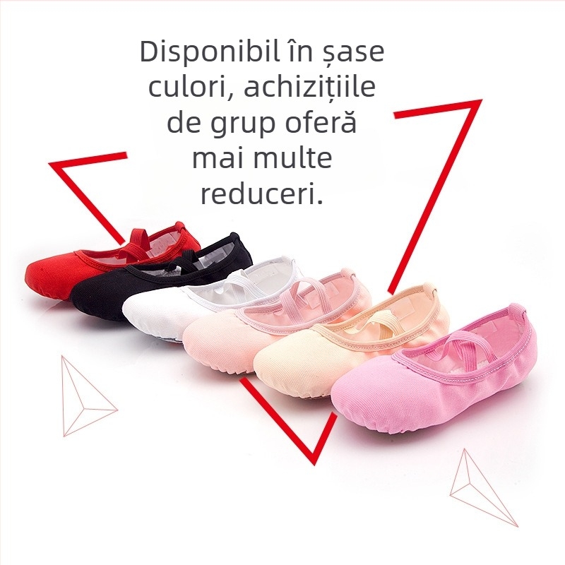 Pantofi de dans pentru copii, talpă moale, din pânză, pentru balet și dans modern