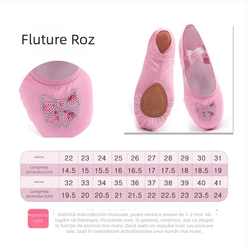 Pantofi de dans pentru copii, talpă moale, din pânză, pentru balet și dans modern