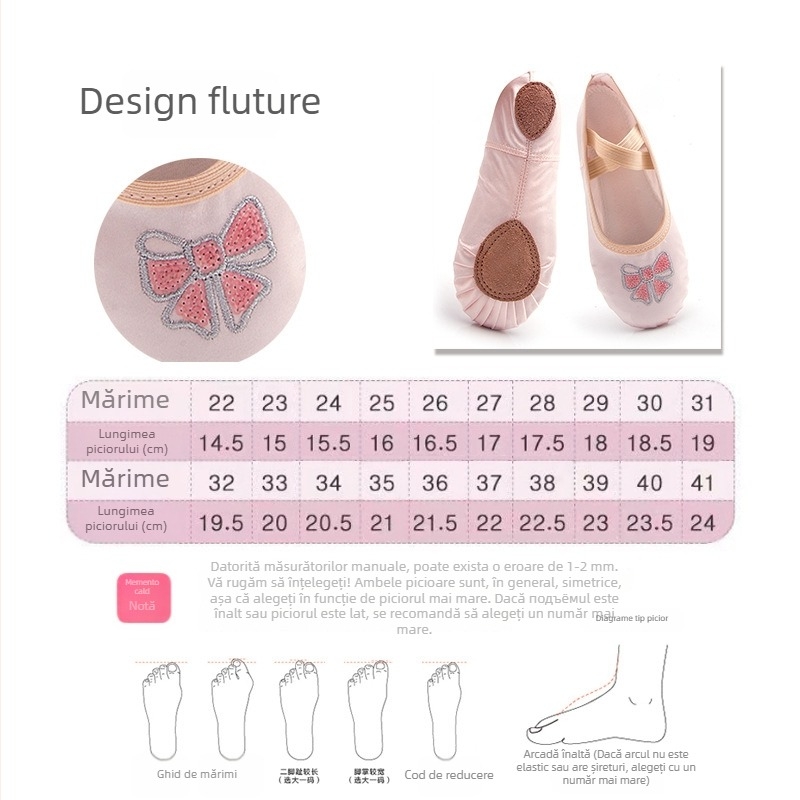 Pantofi de dans pentru copii, talpă moale, din pânză, pentru balet și dans modern