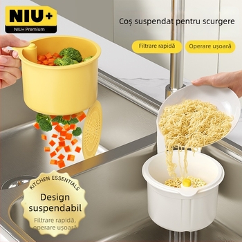 Coș suspendat pentru drenajul chiuvetei — tip apăsat, depozitare de bucătărie multifuncțională | Niu Family Premium