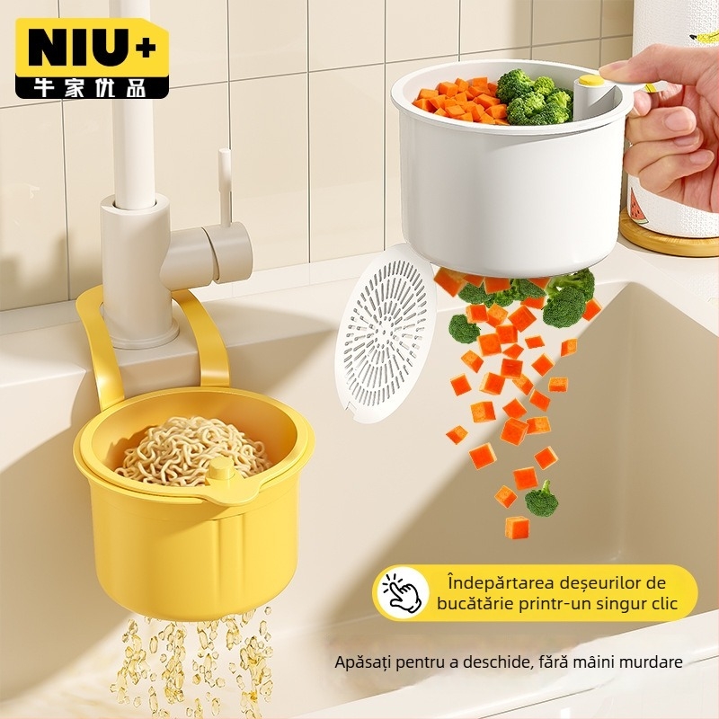Coș suspendat pentru drenajul chiuvetei — tip apăsat, depozitare de bucătărie multifuncțională | Niu Family Premium