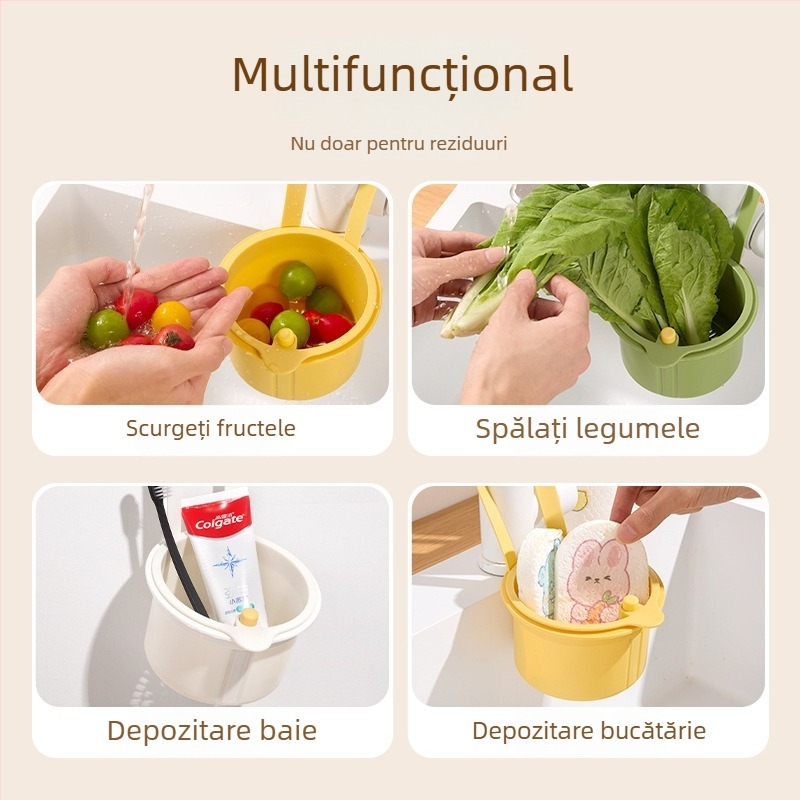 Coș suspendat pentru drenajul chiuvetei — tip apăsat, depozitare de bucătărie multifuncțională | Niu Family Premium
