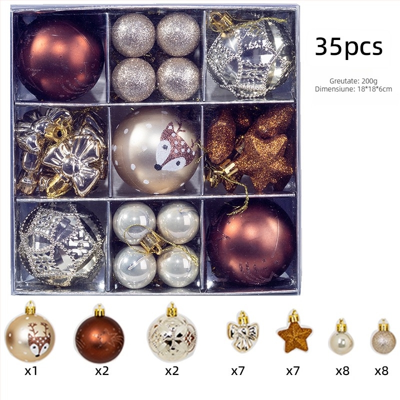 Set de 35 globuri colorate pentru pomul de Crăciun