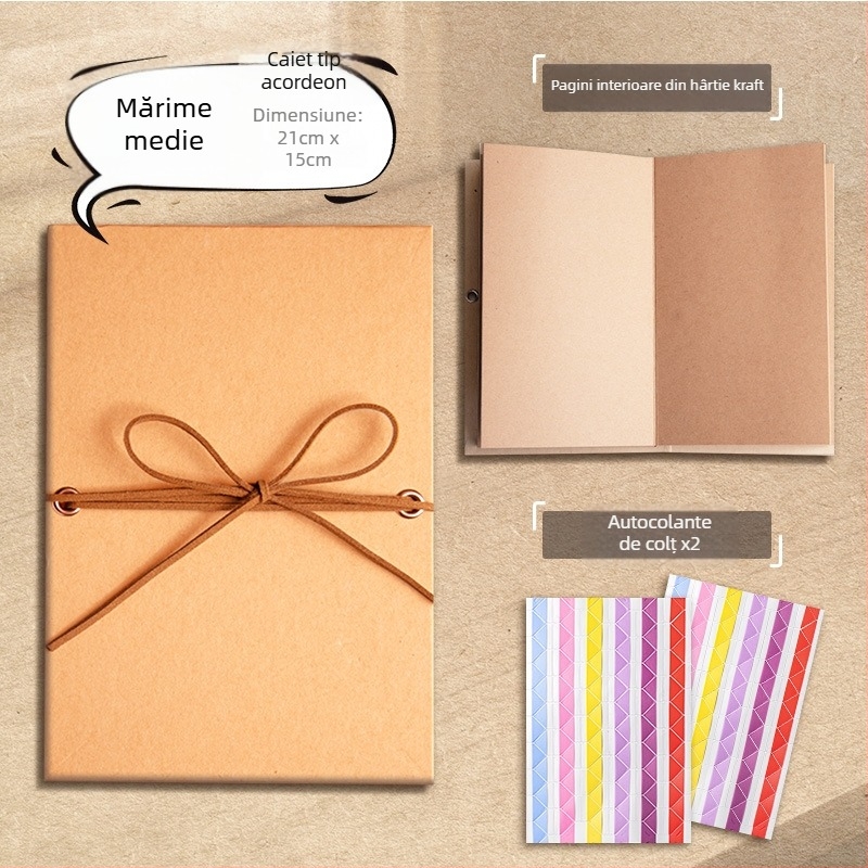 Carte pop-up cu acordeon, handmade DIY, album foto amintiri pliabil pentru cupluri și prietene, cadou creativ, 52 de pagini