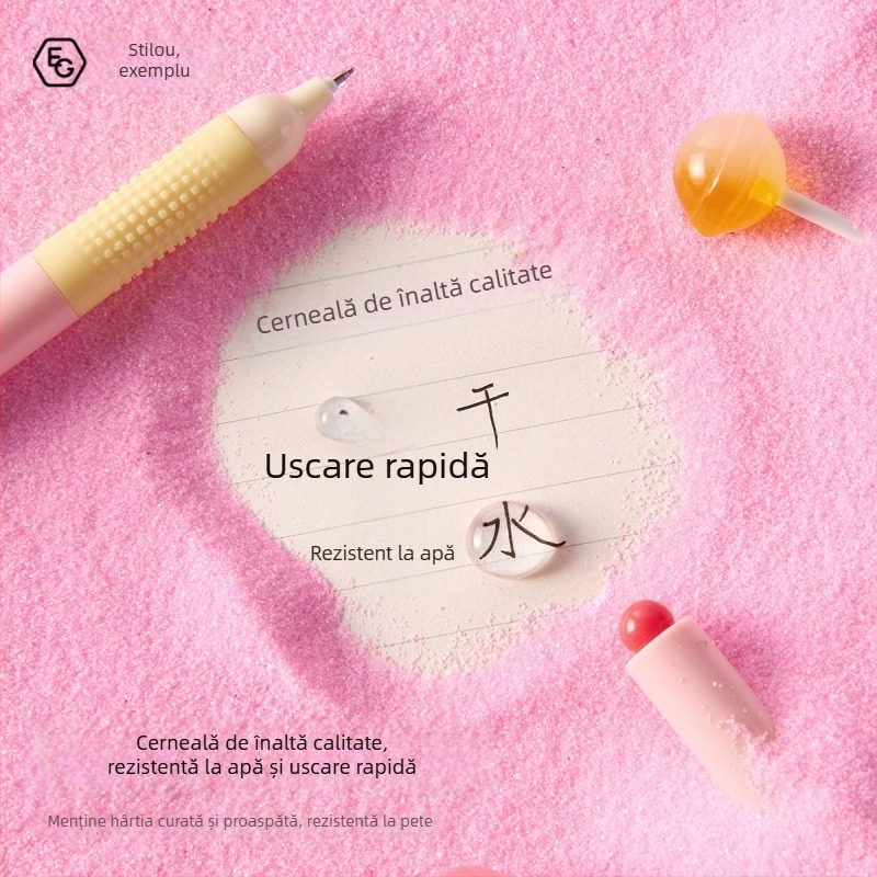 Pix gel twist cu blocuri de culoare, stil lollipop, nuanțe dopamină, pentru pregătire la examene, aspect elegant
