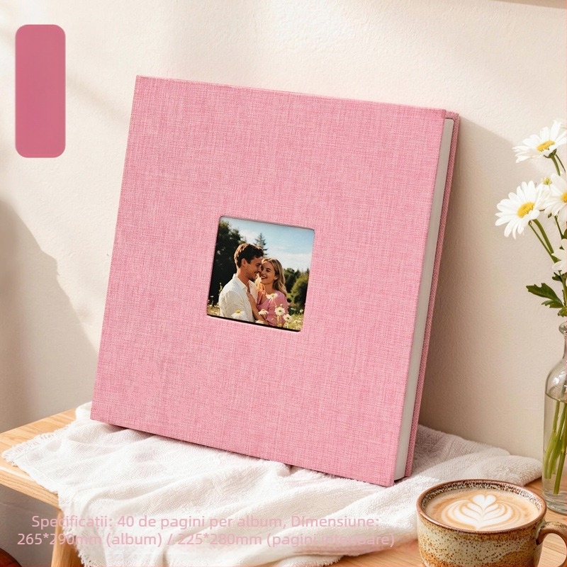 Album foto cu copertă din țesătură, autoadhesiv, pentru cupluri, capacitate mare, album pentru fotografii Polaroid, album de nuntă elegant