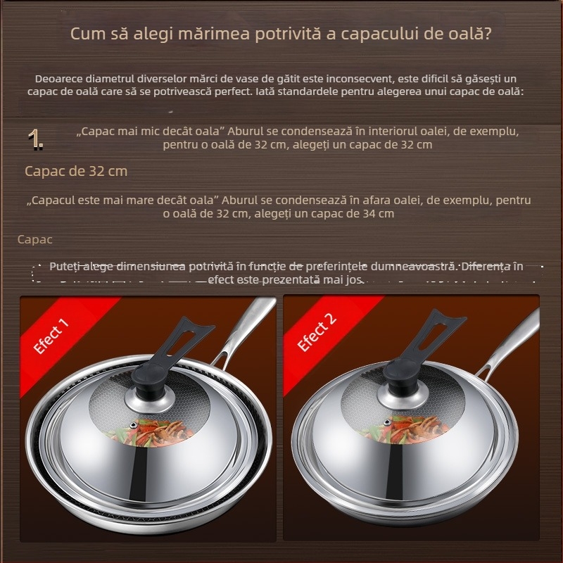 Capac de oală din oțel inoxidabil cu inserție din sticlă, rotund, Ø34 cm, rezistent la temperaturi înalte, pentru wok și oale mari