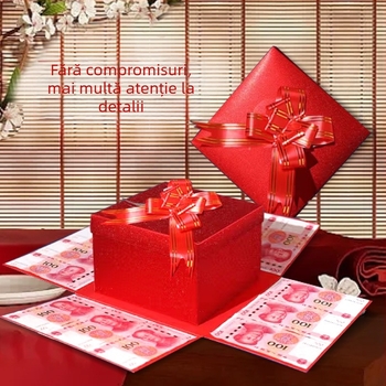 Cutie explozie pentru albume foto DIY — pătrat mat, cutie cadou cu mecanism de extragere a banilor
