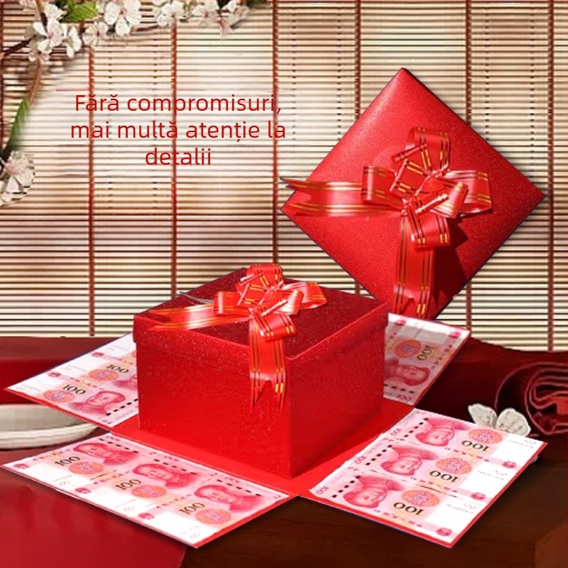Cutie explozie pentru albume foto DIY — pătrat mat, cutie cadou cu mecanism de extragere a banilor