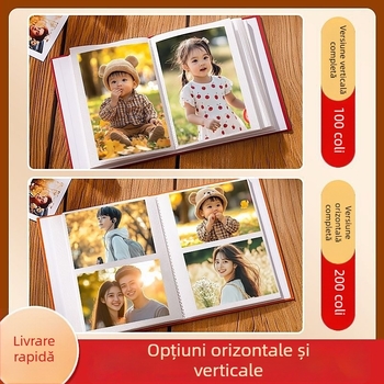 Album foto din piele, 5/6/7 inci, capacitate mare, album memorie cu pagini inseribile, stil vintage
