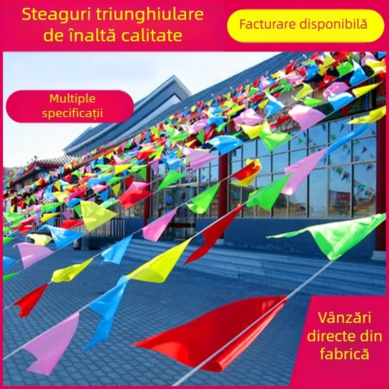 Steaguri triunghiulare colorate pentru decor, ideale pentru nunți și inaugurări