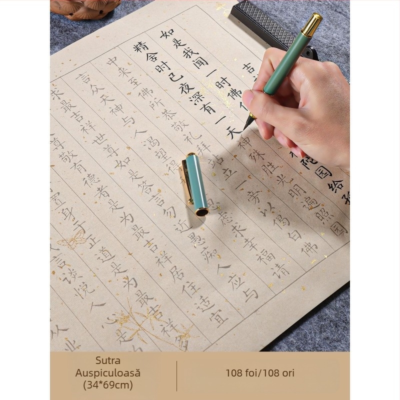 Set practică caligrafică: Scriere cu litere mici regulate, 108 repetări ale sutrelor, set de caligrafie cu pensulă moale pentru adulți