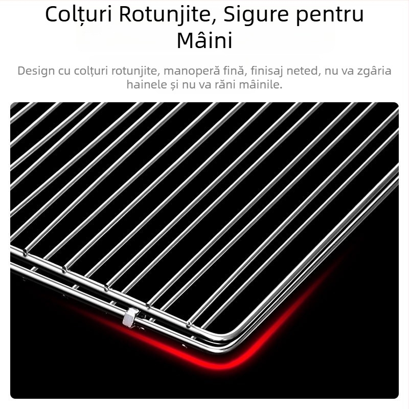 Clip de grătar dublu din oțel inoxidabil pentru pește și carne – grătar exterior cu cărbuni, încăpător pentru patru burgeri