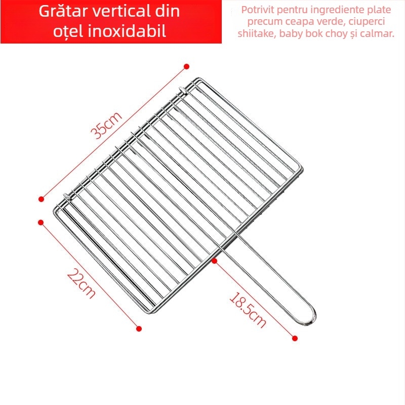 Clip de grătar dublu din oțel inoxidabil pentru pește și carne – grătar exterior cu cărbuni, încăpător pentru patru burgeri