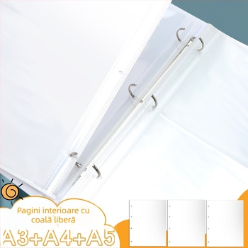 Album A3 pentru distincții, cu 3 inele, pagini interioare pentru activități, certificate A4, album multifuncțional de documente
