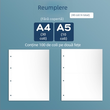 Album A3 pentru distincții, cu 3 inele, pagini interioare pentru activități, certificate A4, album multifuncțional de documente