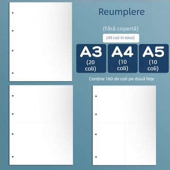 Album A3 pentru distincții, cu 3 inele, pagini interioare pentru activități, certificate A4, album multifuncțional de documente