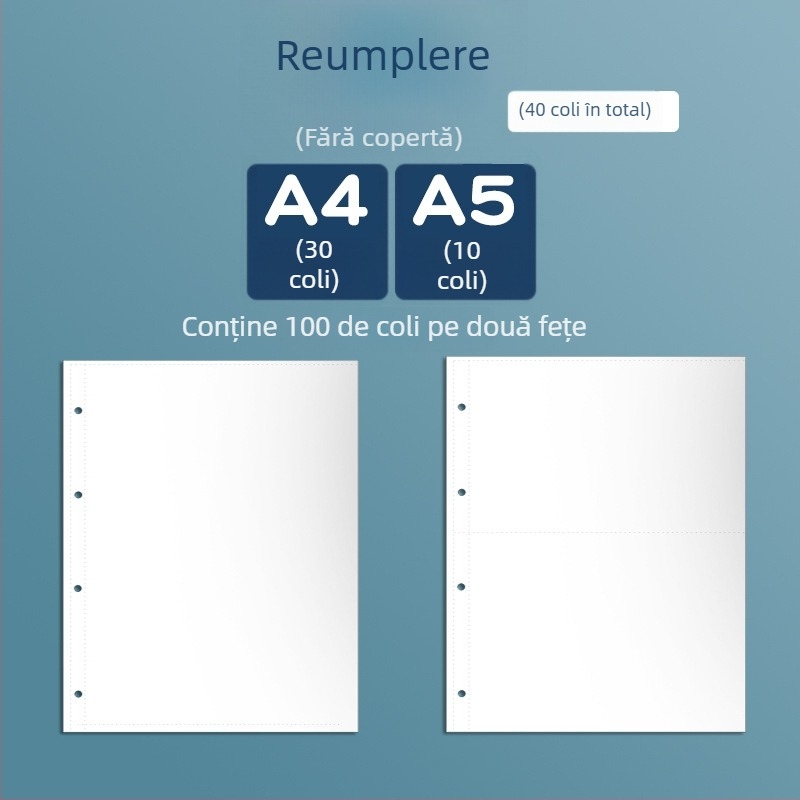 Album A3 pentru distincții, cu 3 inele, pagini interioare pentru activități, certificate A4, album multifuncțional de documente