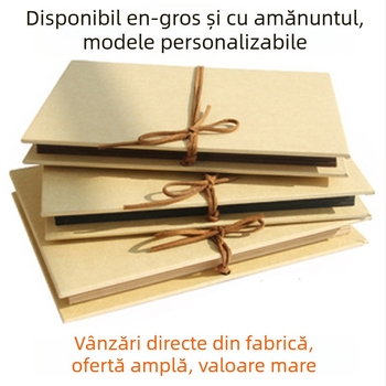 Jurnal în acordeon cu pagini goale pentru desene, carton lucrat manual, hârtie kraft, album de artă cu două fețe