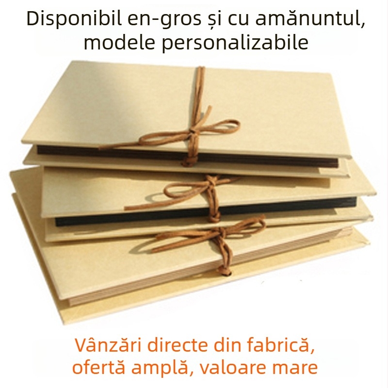 Jurnal în acordeon cu pagini goale pentru desene, carton lucrat manual, hârtie kraft, album de artă cu două fețe