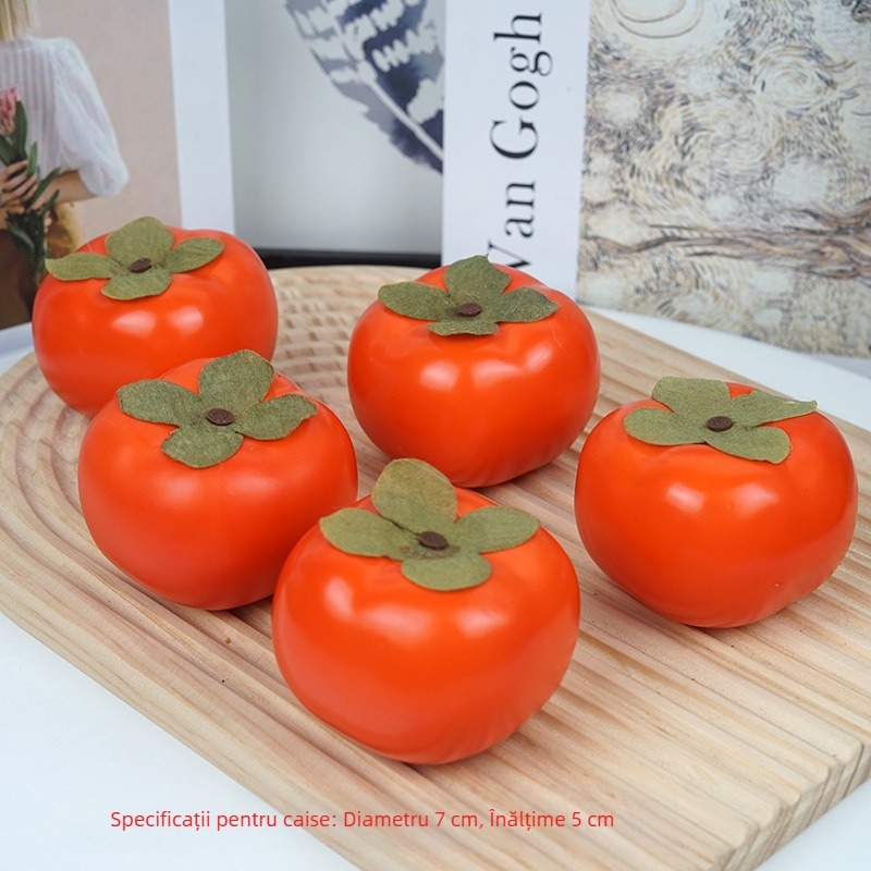 Persimon artificial pe ramuri cu fructe înghețate, șir de fructe pentru aranjamente florale, decor de toamnă, cadou pentru nuntă și Anul Nou