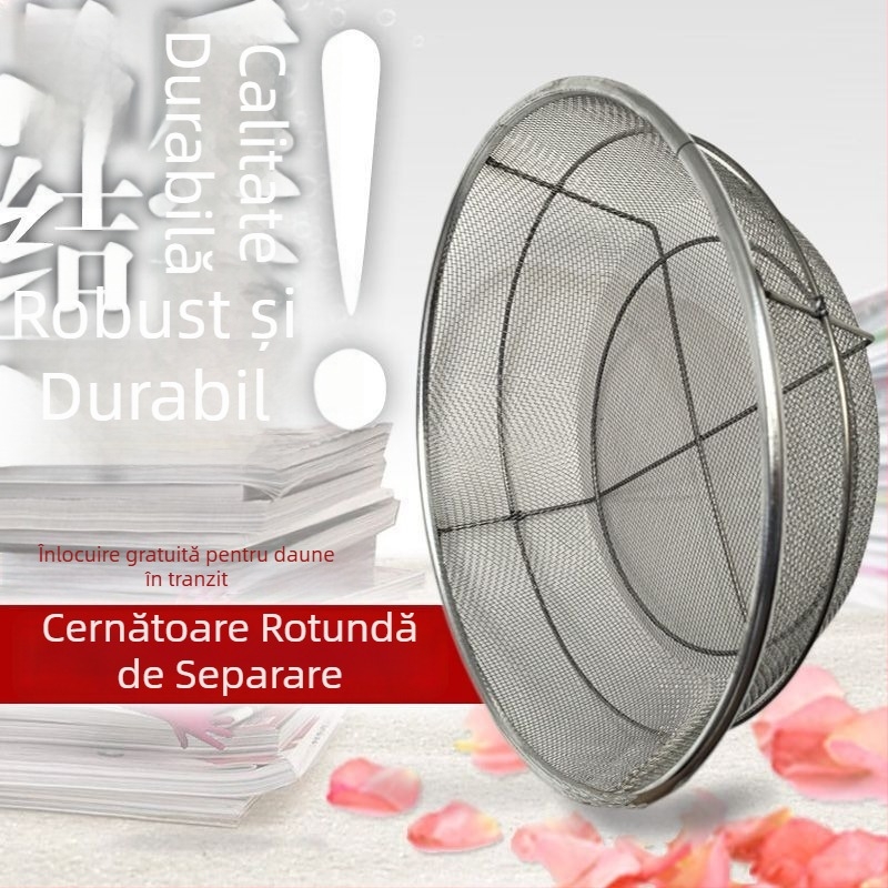 Sită circulară de grădină pentru nisip și pământ, sită metalică industrială cu plasă mai groasă și ochiuri mari