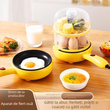 Fierbător electric pentru ouă cu bază plată, mini omletieră și aburitor de ouă