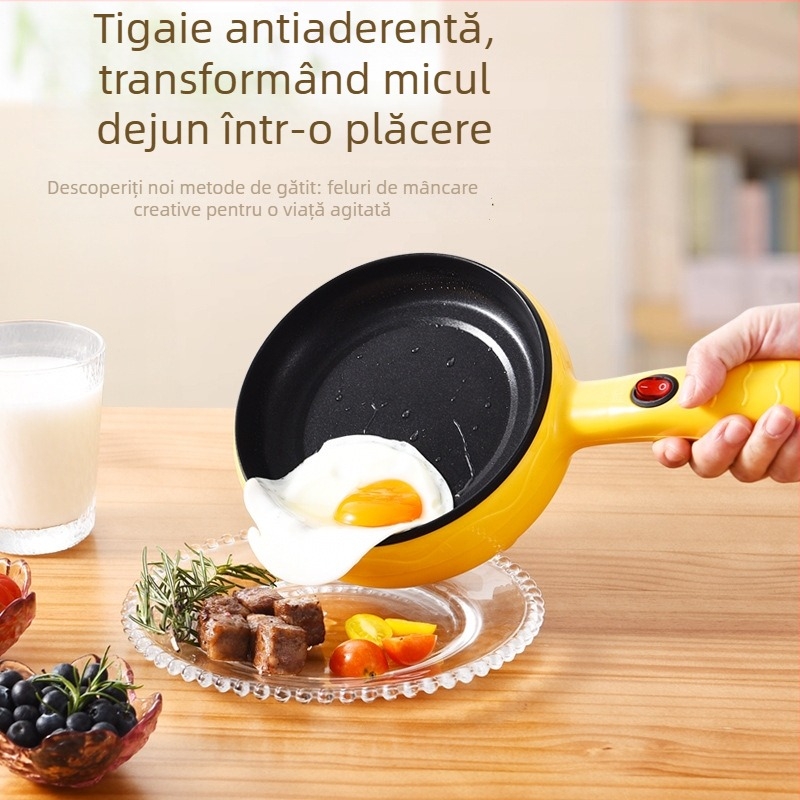 Fierbător electric pentru ouă cu bază plată, mini omletieră și aburitor de ouă