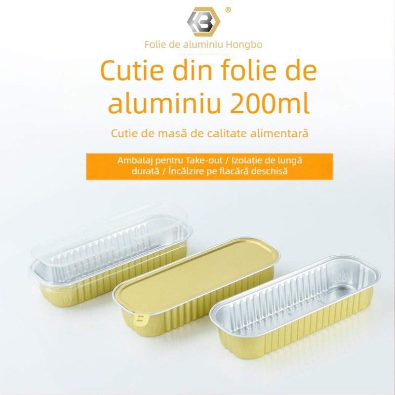 Cutie din folie de aluminiu, aurie, dreptunghiulară, pentru produse coapte cu durian — cutie de tort de unică folosință, cu capac