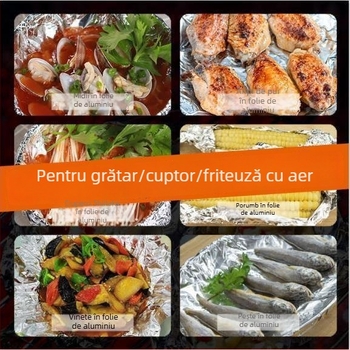 Folie de aluminiu specială pentru grătar cu flacără deschisă, scoici cu vermicelli; foi late pentru cartofi dulci copți; cuptor de lut și foi de aluminiu pentru cuptor