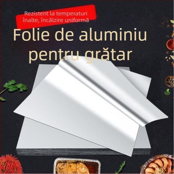 Folie de aluminiu specială pentru grătar cu flacără deschisă, scoici cu vermicelli; foi late pentru cartofi dulci copți; cuptor de lut și foi de aluminiu pentru cuptor