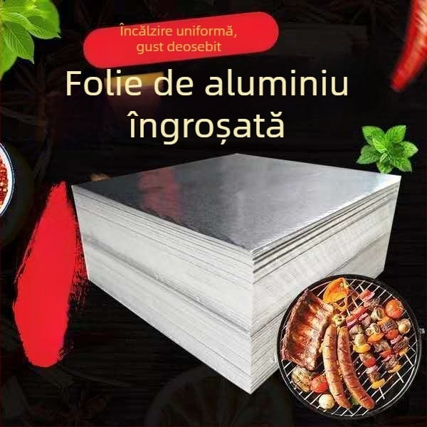 Folie de aluminiu specială pentru grătar cu flacără deschisă, scoici cu vermicelli; foi late pentru cartofi dulci copți; cuptor de lut și foi de aluminiu pentru cuptor